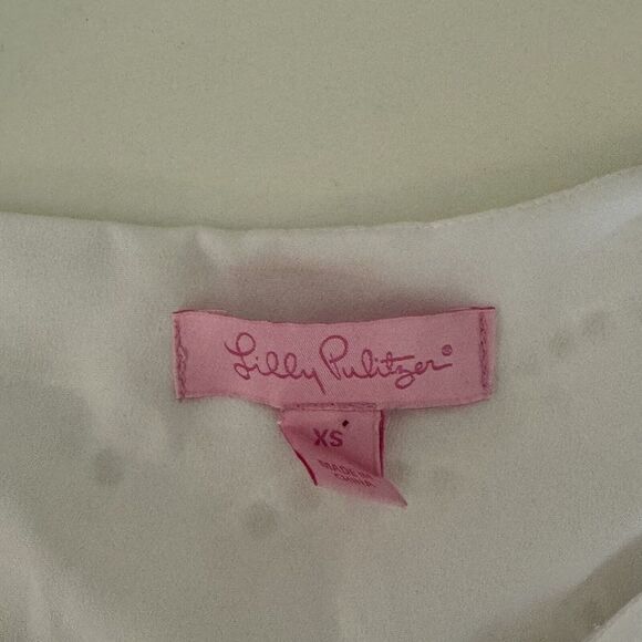 Lilly Pulitzer Women  Astara Palm Tree Eyelet Ruffle Sleeve Top White Sz XS - Picture 6 of 9